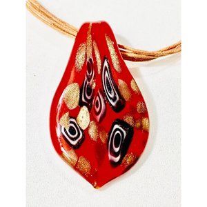 Art Glass Red Pendant Necklace